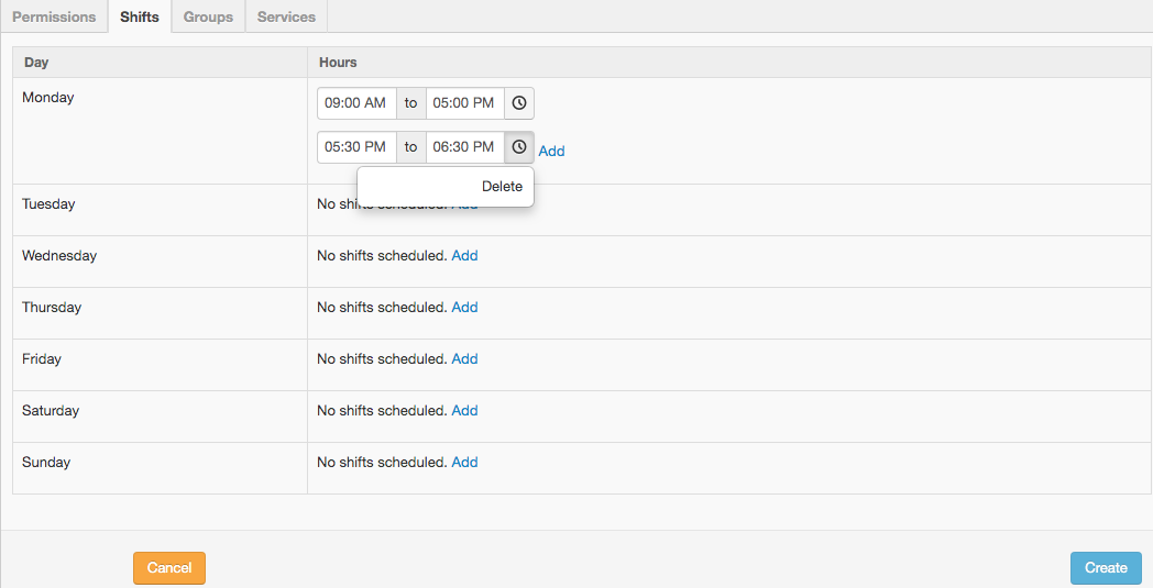 Staff hours settings in Influx